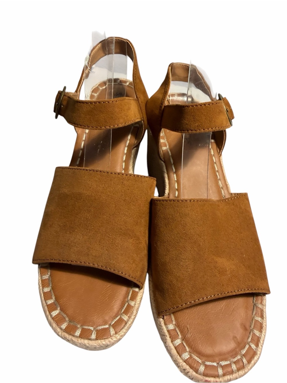 Sechelles Espadrille Suede Open-Toe Ankle Strap Wedge Sandals Sz 7.5